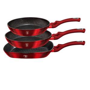 Berlinger Haus BH-1289NF Metallic Burgundy Line 3-Piece Frying Pan Set 43407868 - Frying Pan