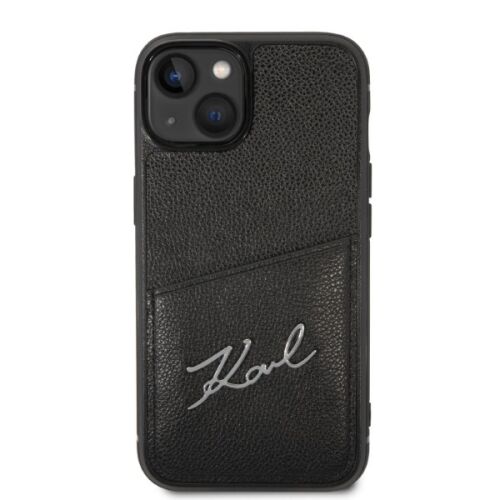 Elölnézet Karl Lagerfeld iPhone 14 Plus fekete Signature tok - Sport telefontok