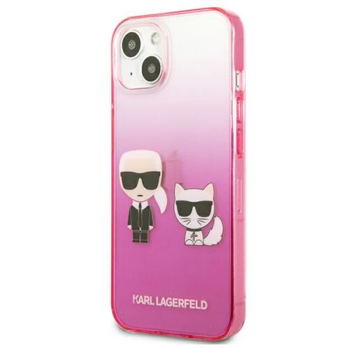 Karl Lagerfeld iPhone 13 mini rózsaszín színátmenetes tok Ikonik Karl & Choupette dizájnnal - Sport telefontok