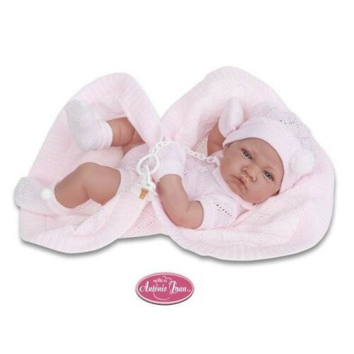 Antonio Juan 42 cm-es lány baba rózsaszín ruhában, cumival - Baba