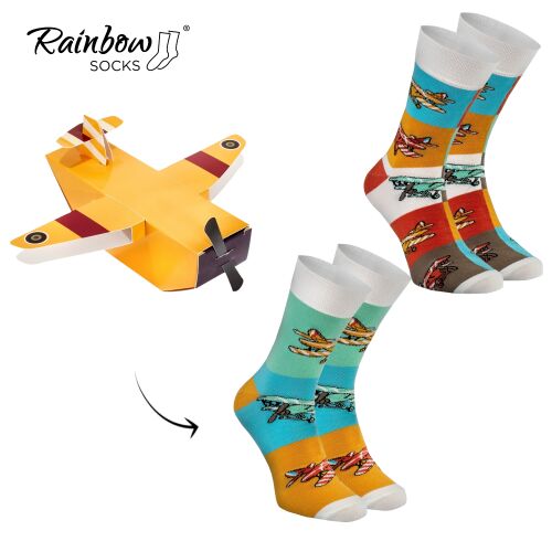Rainbow Socks Csináld magad repülőzokni karton repülővel - Férfi zokni