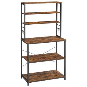 Kuhinjska polica sa 6 kuka i metalnim okvirom 80 x 40 x 167 cm | VASAGLE 97907347 - Skladištenje i organizacija