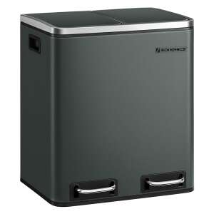 SONGMICS 30L Kanta za smeće s dvije pregrade, dimno siva - SONGMICS