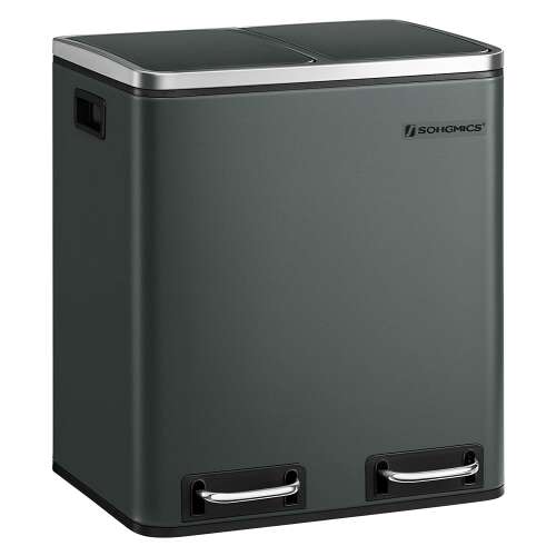 SONGMICS 30L Kanta za smeće s dvije pregrade, dimno siva