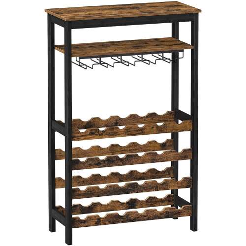 Stalak za 24 boce vina s držačem za čašu, 66 x 100 x 30 cm, rustikalno smeđa | SONGMICS 97907389