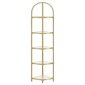 moderna kutna polica za knjige na 5 etaža 158x28x28 cm, zlatne boje | VASAGLE 99069411 - Namještaj