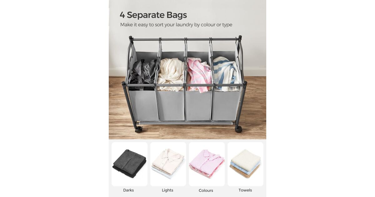 Cos de rufe cu 4 saci detasabili, structura metalica pe roti, 4x35L ...