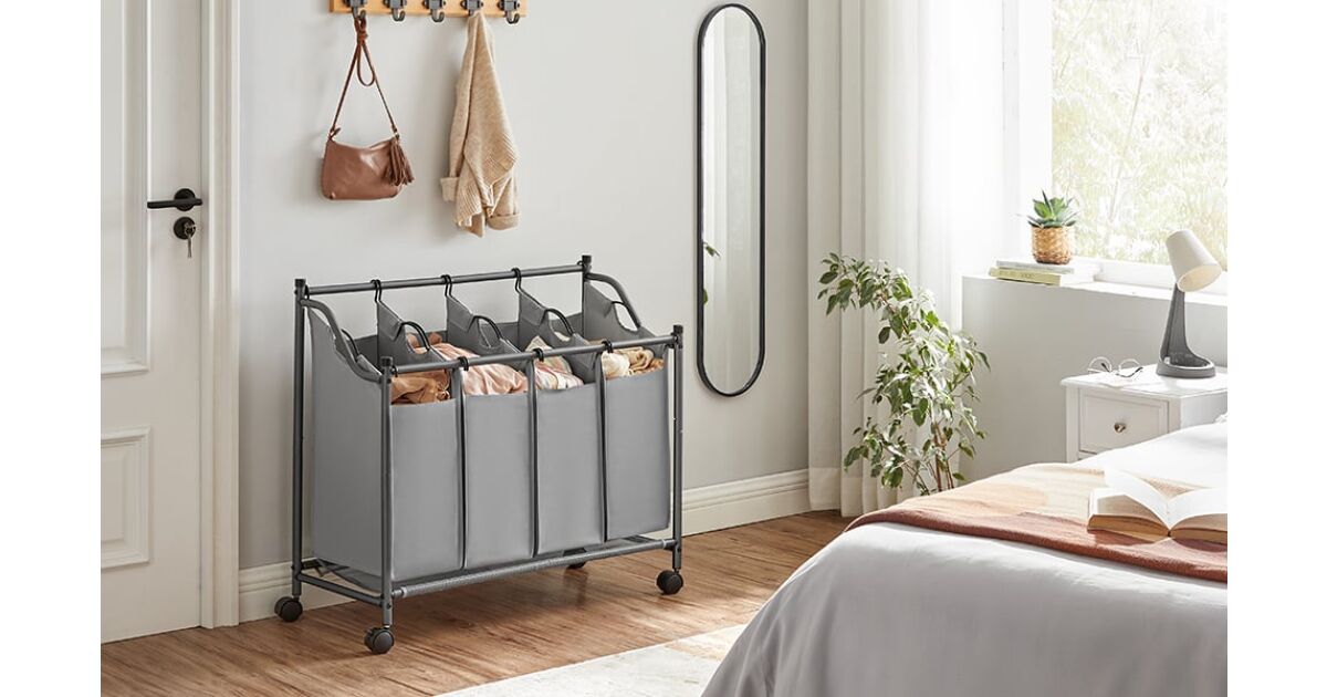 Cos de rufe cu 4 saci detasabili, structura metalica pe roti, 4x35L ...