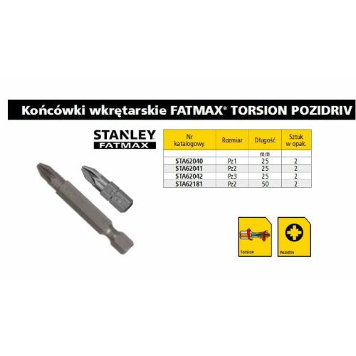 STANLEY FEJHÚZÓHEGY PZ1 x 25mm /2 db.