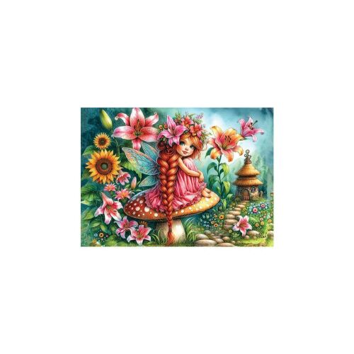 JaCaRou Rosy Reverie 1000 darabos kirakó puzzle egy virágos tájban tündérrel - Puzzle és kirakó