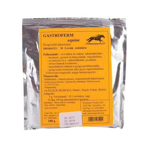 Gastroferm Equine 100g, probiotikus kiegészítő ló számára az emésztés támogatására - Kiegészítő takarmány lovaknak