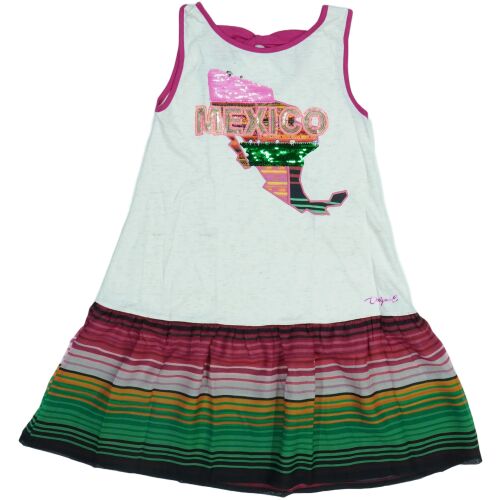 Desigual lány ruha 'Mexico' flitteres mintával és csíkos szoknyával, 152-es méret - Desigual