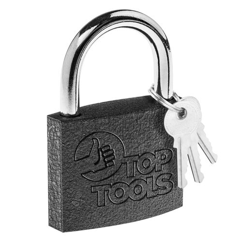 Top Tools 50 mm-es lakat 3 kulccsal, biztonságos zárolást biztosítva - Lakat