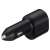 Samsung 2-port car charger, black, angled view