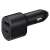 Samsung 2-port car charger, black, angled view