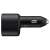 Samsung 2-port car charger, black, side view