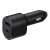 Samsung 2-port car charger, black, angled view