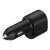 Samsung 2-port car charger, black, angled view