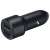 Samsung 2-port car charger, black, angled view