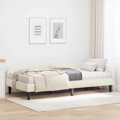 vidaXL Sarok Ágykeret Matraccal 2 db Krém 80 x 200 cm Bársony 149127640 - Ágy