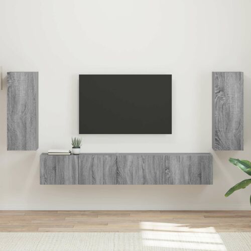 vidaXL Szürke Sonoma Faliegység TV-vel - Teljes Nappali Berendezés - TV és médiatároló bútor