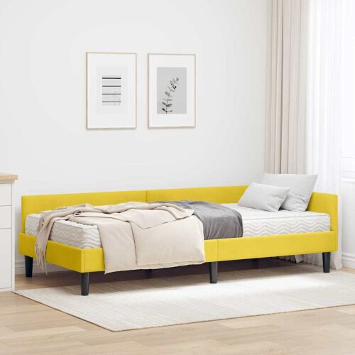 vidaXL Sarok Ágykeret Matraccal 2 db Sárga 90 x 190 cm Bársony 149137394 - Ágykeret