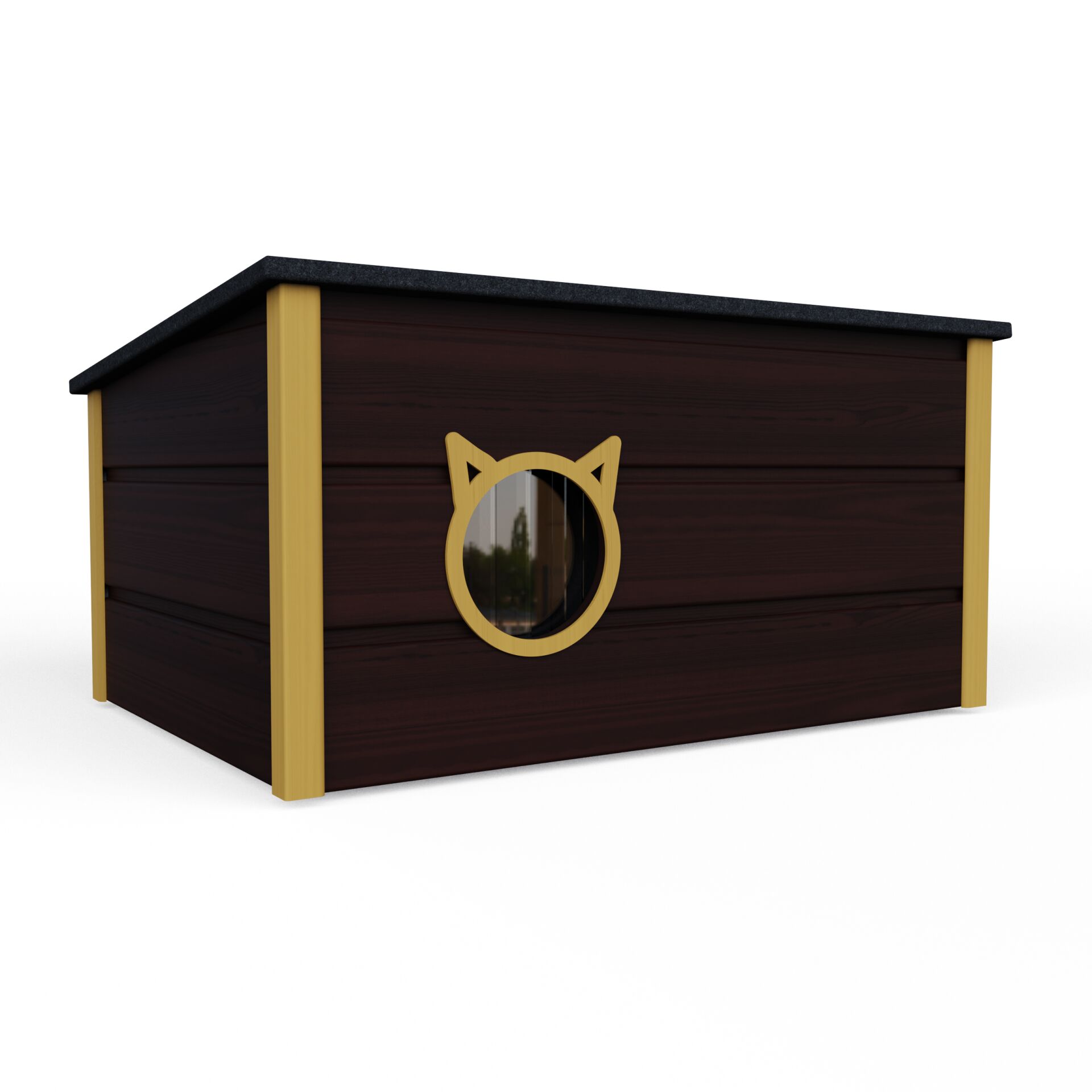 E-shop Chill XXL zateplený domček pre mačky s tepelnými dverami - smrekovec-dub