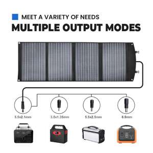 Mehrere Ausgabemodi für das OT-NE200 tragbare Solarpanel, zeigt kompatible Anschlüsse und Powerbanks - Sonnenkollektoren