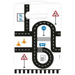 On the Road Geschenktüte mit Straßen- und Verkehrsschilddesign - Geschenkverpackungen