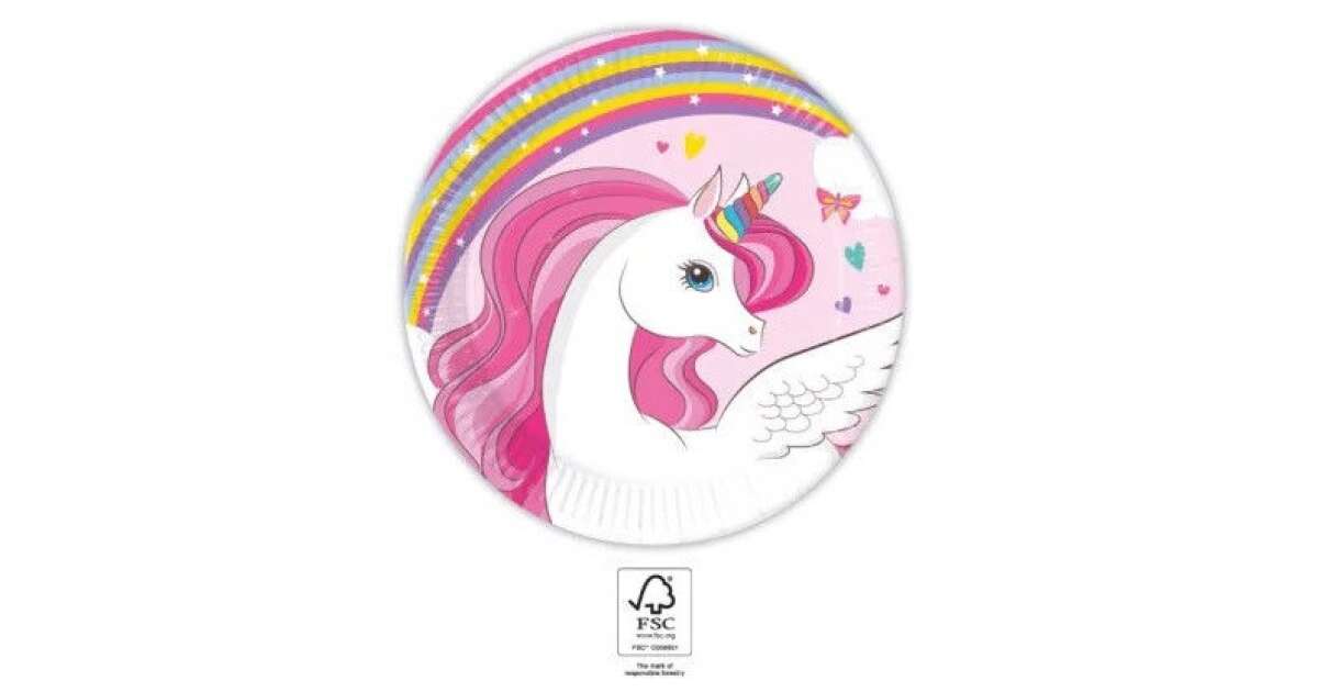 Unicorn Rainbow Colors Unicorn Paper Plates 8 pcs 20 cm FSC 84079470