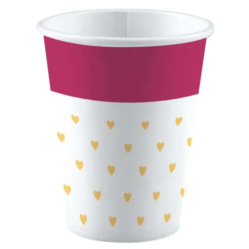 Love papír poharak szíves mintával, 8 db-os, 250 ml - Eldobható pohár