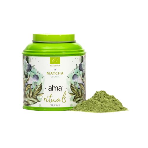 Alma Teas Bio Matcha Tea 100g fémdoboz és matcha por - Matcha tea