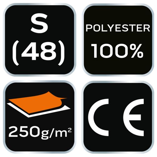 NEO TOOLS BASIC munkakabát anyagjellemzők: S méret, 100% poliészter, 250 g/m², CE tanúsítvánnyal - Munkás pulóver