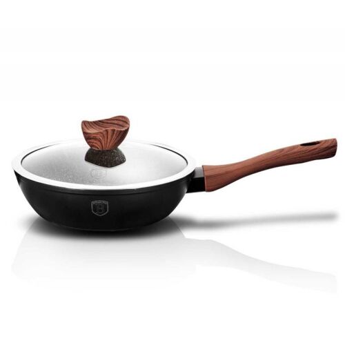 Berlinger Haus Ebony Rosewood 24cm Gránit Serpenyő Fedővel fehér háttéren - Serpenyő