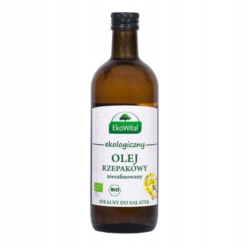 EkoWital Bio Hidegen Sajtolt Finomítatlan Repceolaj, 1 liter, salátákhoz - Étolaj