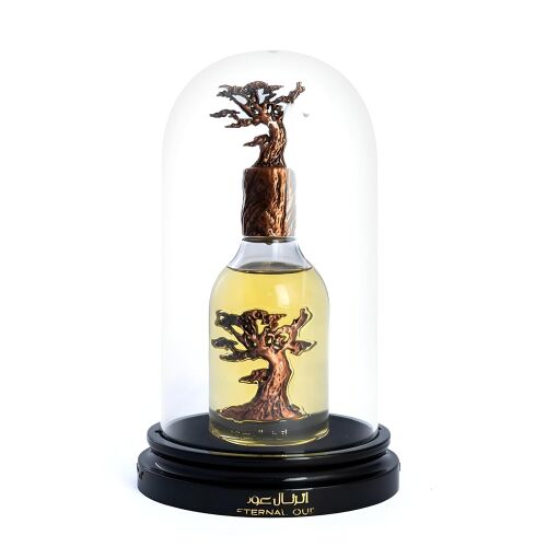 Lattafa Eternal Oud 100ml unisex parfüm üvegkupolás üvegben fa dizájnnal 