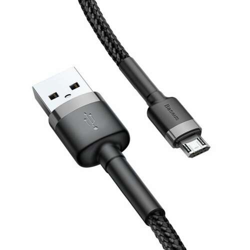 Baseus Cafule USB A to Micro-USB B cable, black and grey, durable braided design