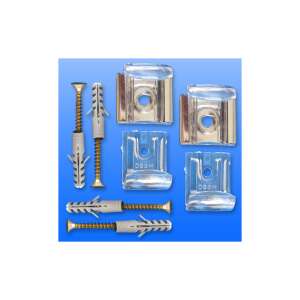 Tükörtartó garnitúra, 2 db, áttetsző, csavarokkal és dübelekkel - Szaniter rögzítő készlet