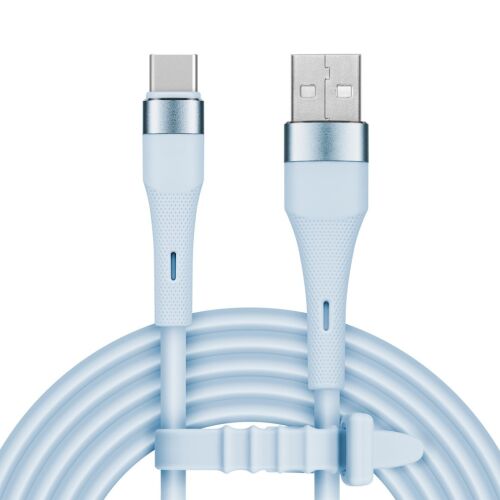 USB - USB C típusú kábel 1 m szilikon kék Kruger&Matz Basic 149585686 - Adatkábel