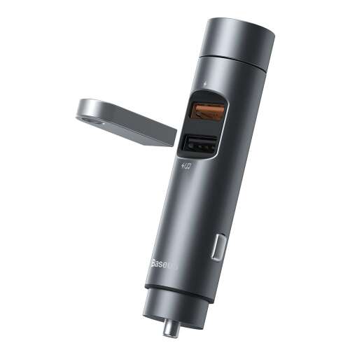 Baseus Energy Column Bluetooth FM Transzmitter és 2USB autós töltő 3A 18W - Sötét szürke
