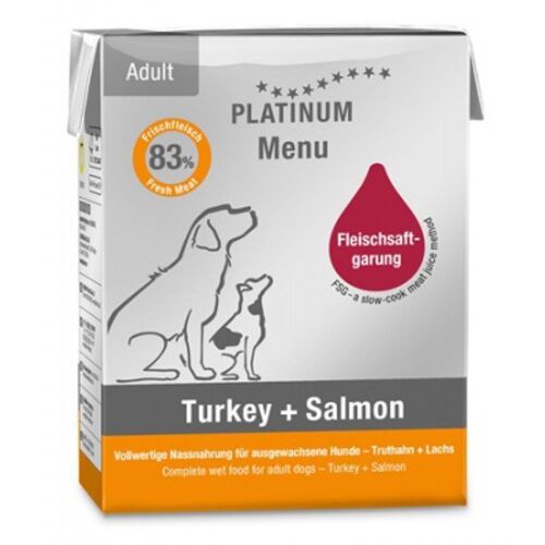 Platinum Menu Turkey+Salmon - nedvestáp felnőtt kutyák számára 375 g 149628871 - Platinum