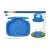 Intex pool foot bath, blue, with ladder attachment, 3/4 view