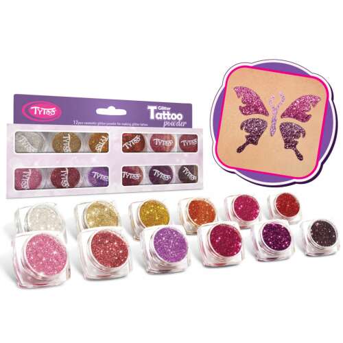 TYTOO Glitter Tattoo Powder Set - 12 Warm Colors, cosmetic glitter for temporary tattoos