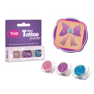 Tytoo Csillám Tetováló Por Szett - 3 x 2,5 ml - Babarózsaszín, Világos Mályva, Türkizkék
