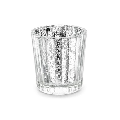 Ezüst üveg gyertyatartó, 6cm magas - Gyertyatartó