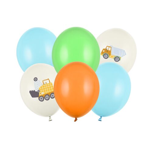 30 cm-es lufik, Építőipari járművek, Pasztell világos krém (1 csomag / 6 db) 149791237 - Party kellék