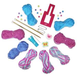 Galt First Knitting kit, all the contents of the kit: yarn, needles, pompom maker, beads, etc. - Galt