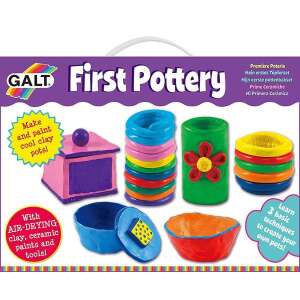 Set de artizanat Galt First Pottery, include argilă care se usucă în aer, vopsele ceramice și instrumente pentru a crea propriile ghivece