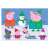 Puzzle Peppa Pig 104 elementów, zimowa scena z Peppą Pig i jej rodziną budującą bałwana
