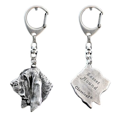 Basset Hound I - ezüstözött kutyás kulcstartó, táskadísz, hátizsák medál, Art-Dog 149924117 - Kulcstartó